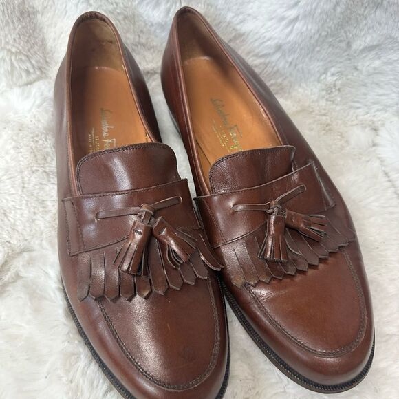Salvatore Ferragamo Men\'s Brown Leather Tassel Fashion Dress Loafer Size 12D main image 4
